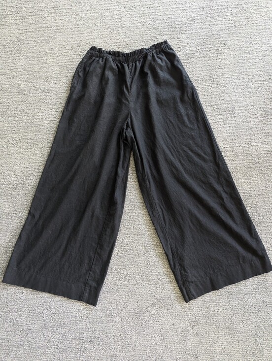 aerie Pants - Aerie High-Waisted Wide-Leg Linen-Blend Pants Black Breathable Vacation Beach